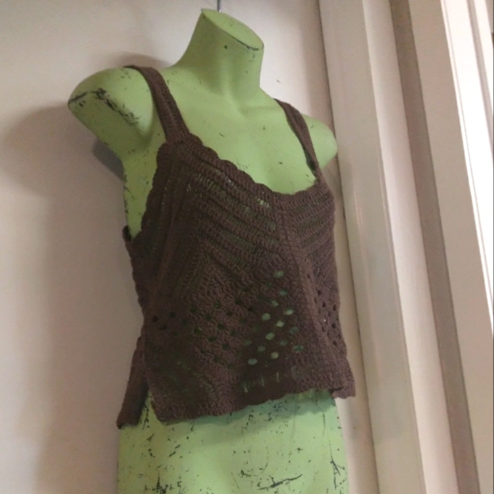 NWT / SANS SOUCI brown crochet top
